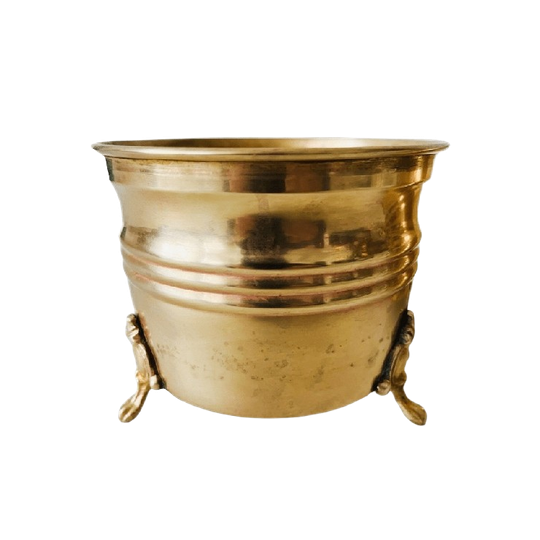 Vintage Set Messing Gouden Bloempotjes Leeuwenpootjes 1950’s 1