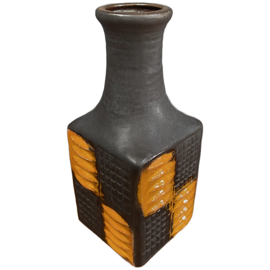 Brown And Orange Vase By Carstens Model 7444-25 West Germany Pottery 1
