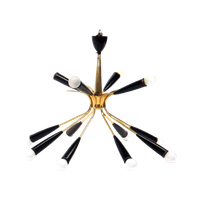 Italiaanse Vintage Hanglamp Stilnovo Stijl Van Messing Met 12 Lichtpunten