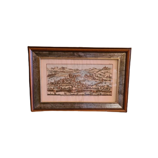 Italiaanse Koper Gravure Van De Stad Lyon 18e Eeuw 1