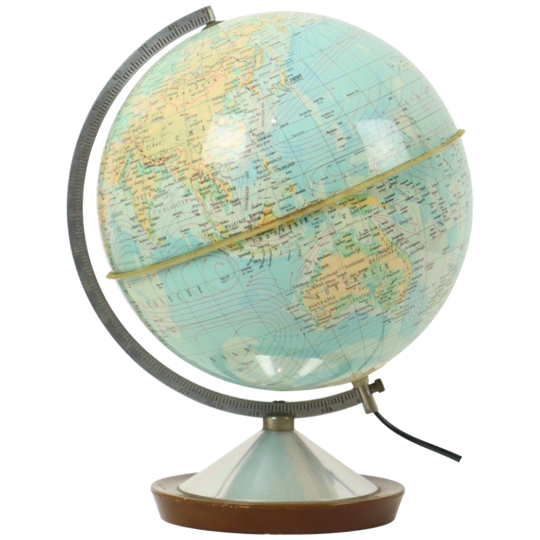 Verlichte Wereldbol Lamp 1965 Standaard Globe Nederlands Gdp Italië 1