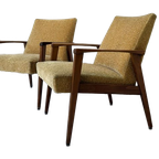 Vintage Fauteuil Met Teak Houten Frame En Gele Bekleding thumbnail 1