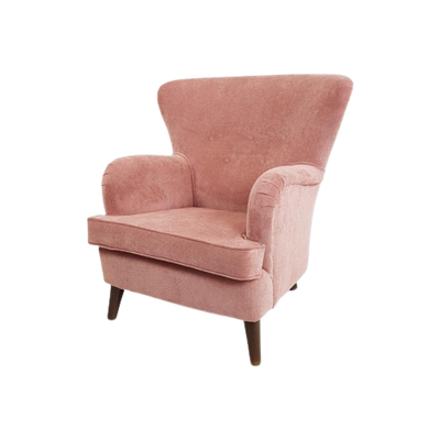 Vintage Roze Fauteuil Schuine Pootjes Roze Fijner Ribstof