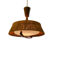 Vintage Design Hanglamp Temde Leuchten Sisal Teak 70s