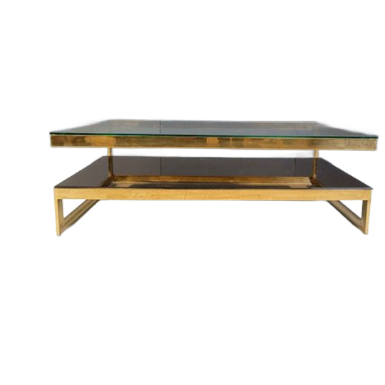 Vintage Two Tier Belgochrom 23kt Coffee Table, 1970s 1