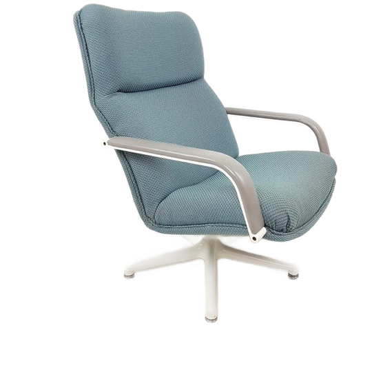 Artifort Draaifauteuil Blauw | Blauwe Ploegstof Bureau Stoel 1