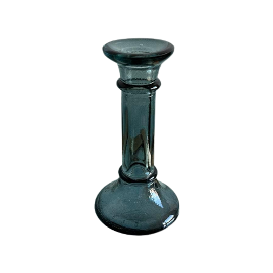 Blauwe Glazen Vintage Kandelaar Glas Blauw 1