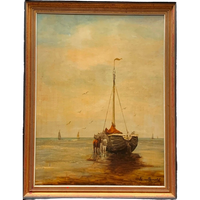 E. Remortel. Schilderij "Zeegezicht".