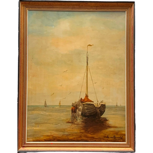 E. Remortel. Schilderij "Zeegezicht".