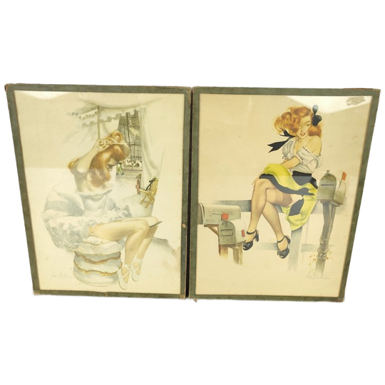 2 Vintage Ingekaderde Pin-up Girls 1
