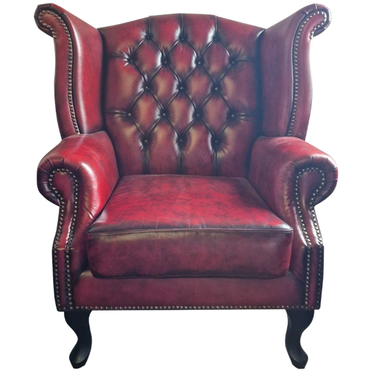 Chesterfield King Fauteuil – Oorfauteuil Antiek Rood 1