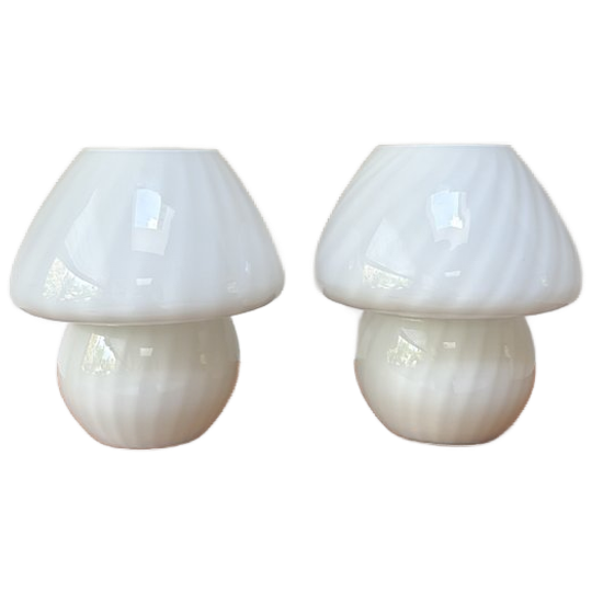 Vintage Mushroom Swirl Lampen Van Opaline Glas 1