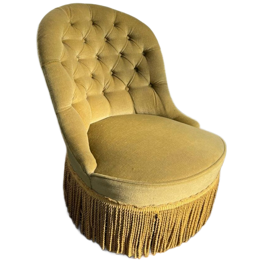 Vintage Fauteuil- Éénzit - Zeteltje Met Franjes 1
