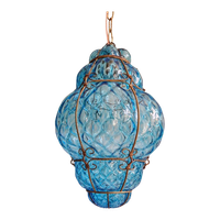 Grote Venetiaanse Hanglamp In Blauw Murano-Glas