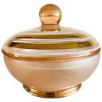 Art Deco Bonbonnière Roze Goud Glas Sieradendoosje 1950’s thumbnail 1