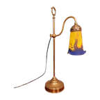 Art Deco Koperen Bureaulamp, Frères Muller, 1920 thumbnail 1