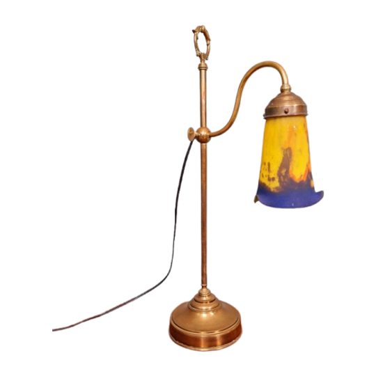 Art Deco Koperen Bureaulamp, Frères Muller, 1920 1