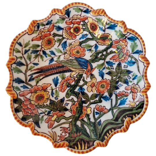 Antiek Makkum Wandbord 819 Met Vogel En Bloemen 1