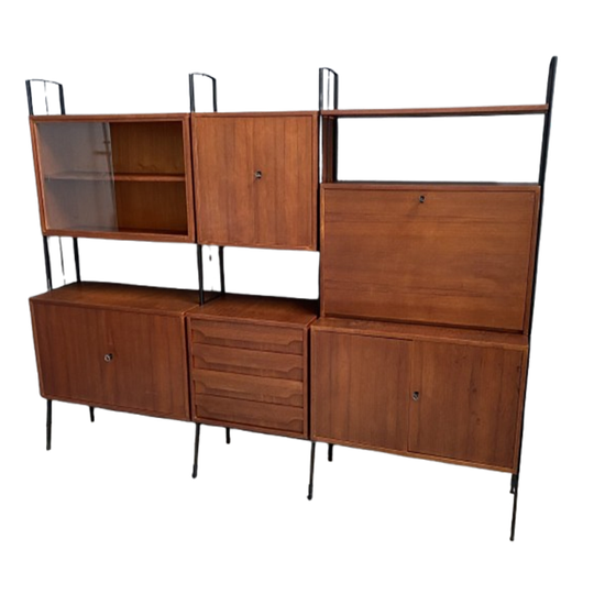 Free Standing Wall Unit Teak 1960s 1