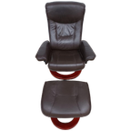 Verstelbare Bruin Leren Relaxfauteuil Met Voetenbank thumbnail 1
