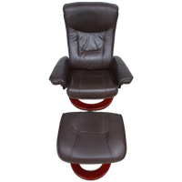 Verstelbare Bruin Leren Relaxfauteuil Met Voetenbank