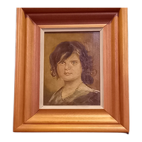 Portret Olieverf Op Hout