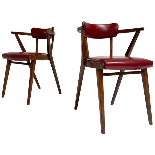 Set Model 209 Stoelen (2) Van Ligna Thonet, 1940's 1