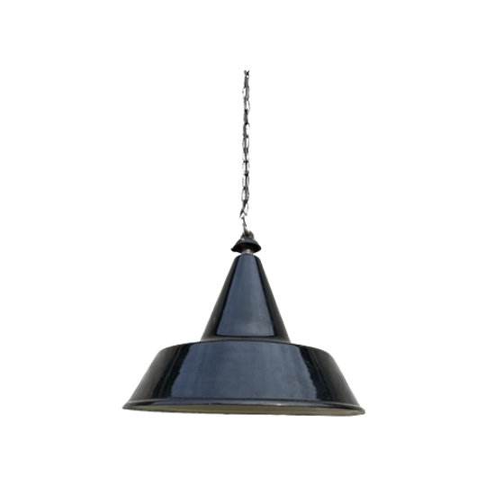 Grote Emaille Hanglamp Heksenhoed Zwart 1