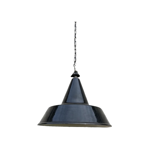 Grote Emaille Hanglamp Heksenhoed Zwart