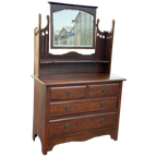 Engelse Art Deco Kaptafel Hout Met Spiegel Engels thumbnail 1