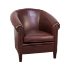 Nette Hoogwaardige Rundleren Clubfauteuil In Klassiek Engelse Stijl thumbnail 1