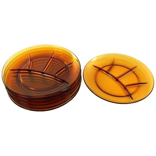 Vintage Glazen Vakjesborden Amber Duralex 1