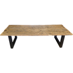 Prachtige Grote Robuuste Eiken Tuin Eettafel 282 Cm thumbnail 1