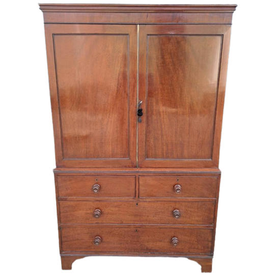 Antieke Engels Kabinet Mahonie Afm. 121x58cm En 195cm Hoog. 1
