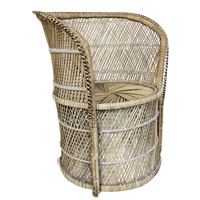 Vintage Geweven Rotan / Rattan Stoel / Luie Bohemian Stoel ( Lazy Rotan Chair )
