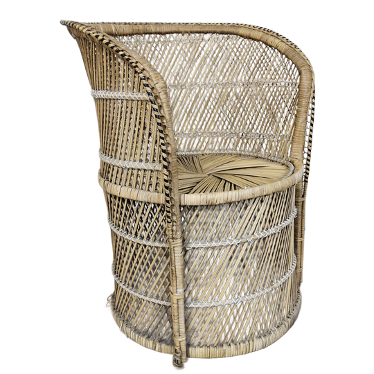 Vintage Geweven Rotan / Rattan Stoel / Luie Bohemian Stoel ( Lazy Rotan Chair ) 1