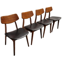 Set Van 4 Louis van Teeffelen Wébé Stoelen Teakhout Skai