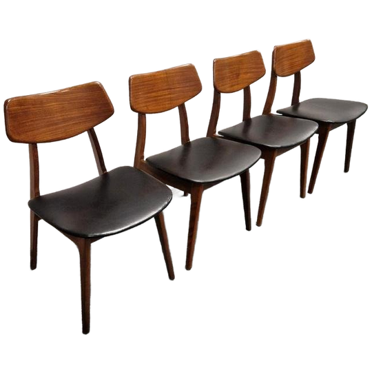 Set Van 4 Louis van Teeffelen Wébé Stoelen Teakhout Skai 1