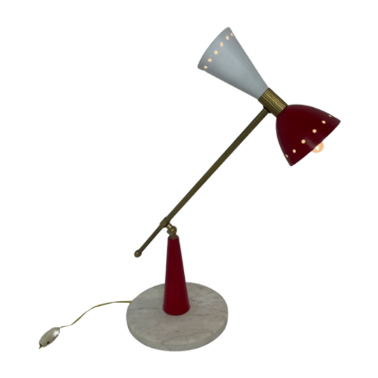 Attr. To - Stilnovo - Diabolo Desk Lamp - Mounted On A Marble Base 1