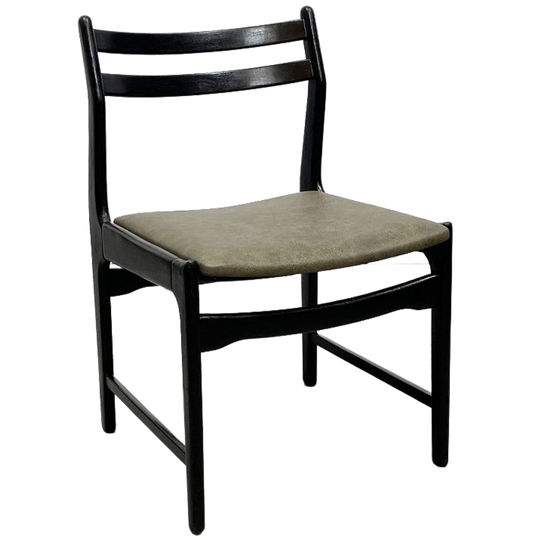 Vintage Houten Mid-century Modern Stoelen Opnieuw Bekleed Met Leer. 1
