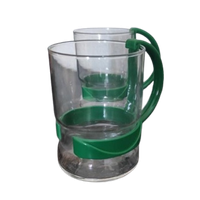 Vintage Theeglazen Met Groen Oor 4X