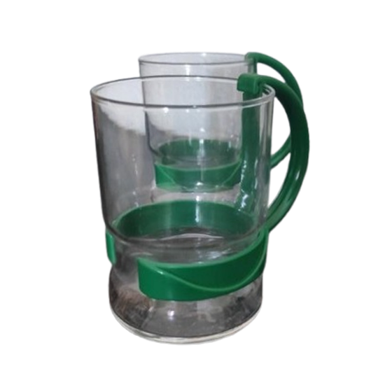 Vintage Theeglazen Met Groen Oor 4X 1