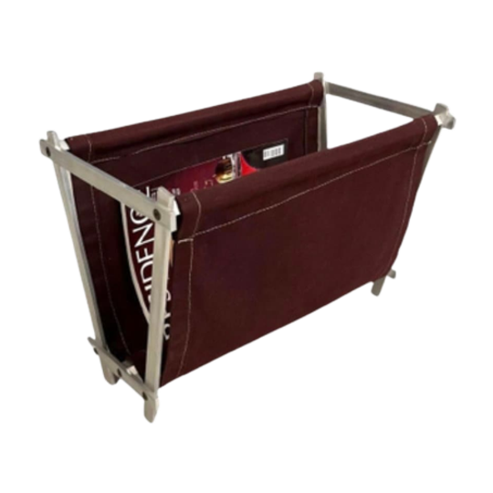 Vintage - Newspaper Basket / Magazine Rack - Aluninium And Canvas - 1970’s 1
