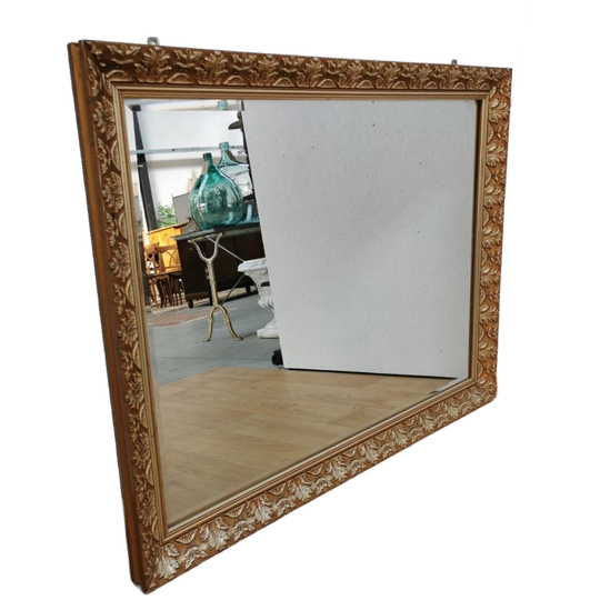 Vintage Goudkleurige Schouwspiegel Spiegel Facet Geslepen 02 1