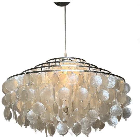 Xxl Capiz Schelpen Hanglamp Opaline Parelmoer Kroonluchter 1
