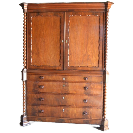 Prachtig Antiek Mahonie Houten Biedermeier Kabinet. 1