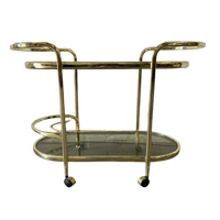 Vintage Gouden Barcart / Bijzettafeltje Met Fumé Glas