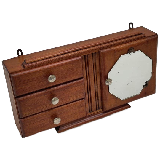 Vintage Houten Art Deco Kastje Medicijnkastje Hout 1
