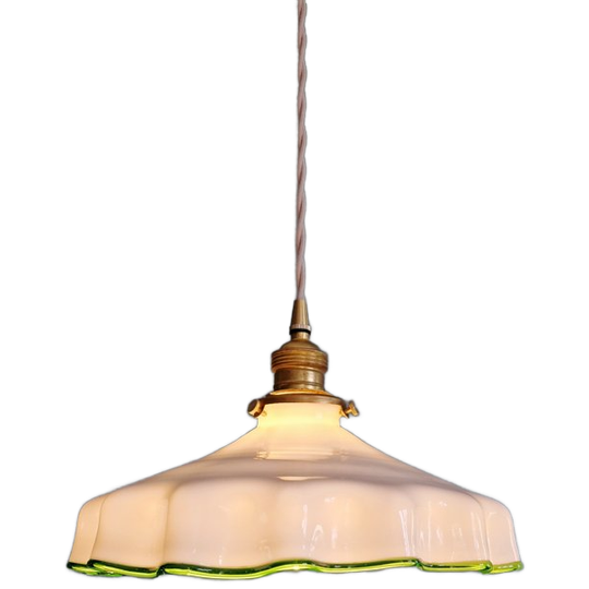 Art Deco Hanglamp In Geplooide Witte Opaline, 1920-30 1