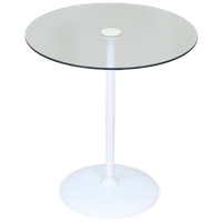 Vintage Ronde Bijzettafel - Wit, Glas Jaren '70